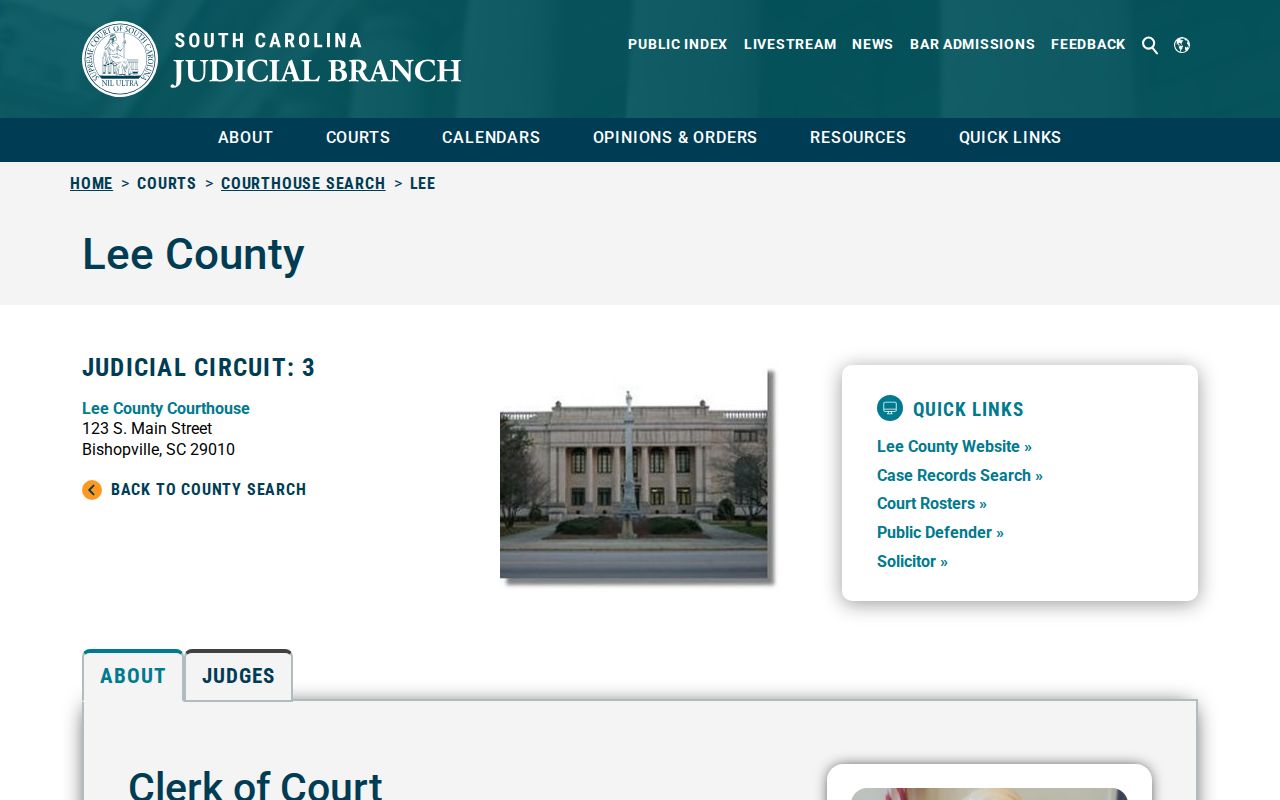Lee County bench warrant court routing, Judicial Branch courthouse directory