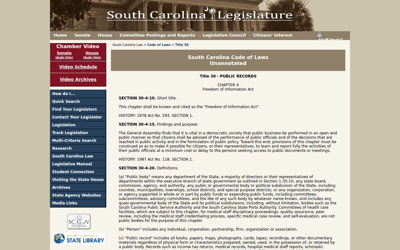 Lee County warrant records access under South Carolina FOIA