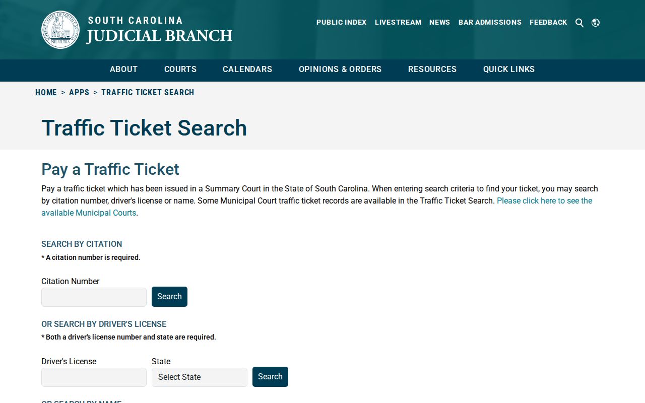 Lee County traffic warrant search, state traffic-ticket portal
